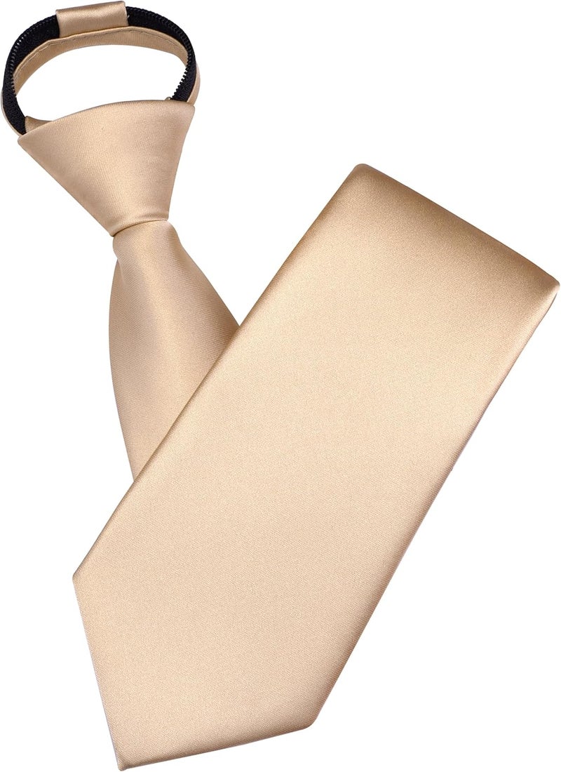 Branduce 3.15"（8cm） Mens Solid Satin Tie Pre-tied Adjustable Zipper Necktie for Business and Wedding - Image 1
